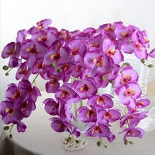 Buquê de flores de orquídea artificial, 8 cabeças, borboleta, flores de seda, phalaenopsis, festa de casamento, decoração para casa 2024 - compre barato