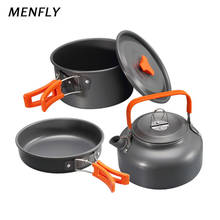 MENFLY Camping Set Cookware Combination Cooking Pot  Frying Pan Teapot Outdoor Hard Alumina Pots Hiking Easy Picnic Utensils 2024 - buy cheap