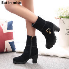 Special price women Casual warm snow boots women Round Toe high heels wedding dress Mid Calf boots shoes women boots mujer w027 2024 - buy cheap