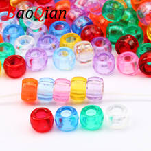 Miçangas de acrílico transparente para crianças, acessórios multicoloridos para pulseiras e colares artesanais, 100 a 500 peças 2024 - compre barato