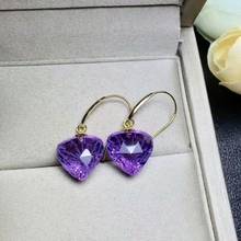 shilovem 18K yellow Gold Piezoelectric Amethyst stud earrings party fine Jewelry trendy  gift new plant  10*10mm  m1010398z 2024 - buy cheap