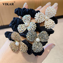 New Women Shinny Diamond Elastic Hair Bands Hair Hair Tie Girls Elegant Pearl Ponytail Holder Scrunchy Fashion Hair Accessories 2024 - buy cheap