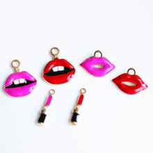 10pcs/pack Sexy Mouth Lipstick  Enamel Charms for Earring Bracelets DIY  Jewelry Making 2024 - buy cheap