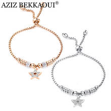 AZIZ BEKKAOUI Hollow Bead Crastal Star Bracelet Adjustable Bracelet Rose Gold Titanium Steel Bracelet Jewelry Gift 2024 - buy cheap