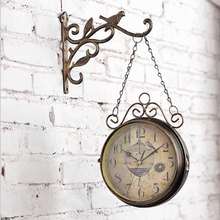 Antique Outdoor Garden Wall Station Metal Clock Double Sided Bird Vintage Retro Round Wall Mount Hanging Home Decor 2024 - buy cheap