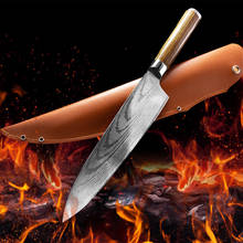 8 дюймов Pro японский поварской ножи накири Нержавеющая сталь нож шеф-повара Кухня нож Santoku нож для Разделки мяса говядины нож подарок с крышкой 2024 - купить недорого
