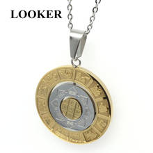 LOOKER Constellation Chart Pendant For Men Gold-Color Round Vintage Stainless Steel Pendants Necklaces 2024 - buy cheap