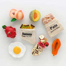 Imanes de nevera 3D para decoración del hogar, fruta, pan, dragón, fruta, Hami, melón, helado, comida de simulación, pasta de refrigerador magnética 2024 - compra barato
