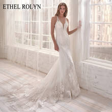 Ethel rolyn laço romântico sereia vestidos de casamento 2022 sexy com miçangas apliques vintage vestidos de casamento 2024 - compre barato