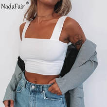 Nadafair Solid Basic Tank Tops Women White Black Double Material Square Collar Summer Streetwear Sleeveless Sexy Crop Tops Woman 2024 - buy cheap