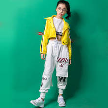 Jazz Dance Costumes Kids Hip Hop Clothing For Girls Yellow Jacket White Vest Pants Children Street Clothes Show Wear DNV10418 2024 - buy cheap