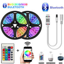 Bluetooth Светодиодные ленты светильник s 20 м RGB 5050 SMD гибкая лента Водонепроницаемый RGB светодиодный светильник 5 м 10 м клейкие диода AC/DC 12V Bluetooth Управление 2024 - купить недорого