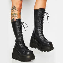 Botas con plataforma para mujer, botines con cuñas de fondo grueso, de marca de lujo, zapatos geniales punk para otoño e invierno, envío directo 2024 - compra barato