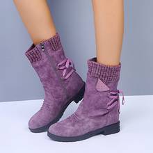 2020 New Warm Winter Snow Boots Women Zipper Fashion PU Leather Mid-Calf Boots Back Lace-up Design Boots Solid Low Heel Shoes 43 2024 - buy cheap