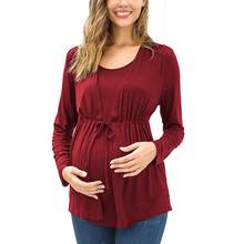 pregnancy top 2019 Women Maternity Long Sleeve Double Layer Nursing Tops T-shirt For Breastfeeding L401028 2024 - buy cheap