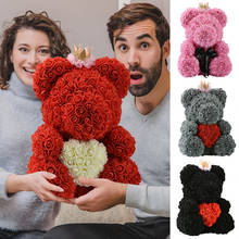 Urso vermelho rosa artificial decoração com flores, rosa, urso de pelúcia, decoração artificial, presente de aniversário e natal para mulheres, 2021 2024 - compre barato