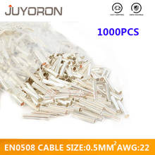 1000PCS 22AWG Bare Copper Wire Ferrules For 0.5mm2 Non-Insulated End Cable Terminal Wire Connector Tinned Crimp Terminal EN0508 2024 - buy cheap