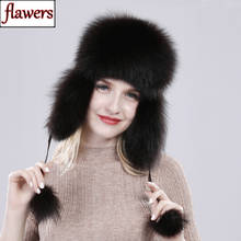 Lady New Style Genuine Real Fox Fur Hat Fashion 100% Natural Real Fox Fur Cap Women Casual Warm Russia Real Fox Fur Bomber Caps 2024 - buy cheap