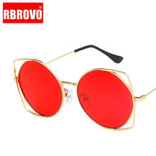 Óculos de sol redondo de liga rbrovo, para mulheres, designer de marca de lente oceano, espelhado, uv400 2021 2024 - compre barato
