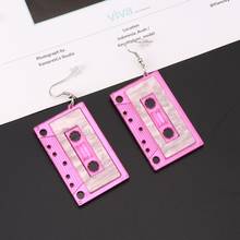 Pendientes de Cassette Retro para mujer, aretes colgantes, joyería de moda 2024 - compra barato