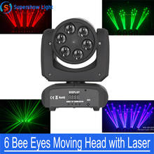 6 Bee Eye 80W RGBW LED Moving Head Light with 50mw Green laser Stage Equipment for Professinal Stage Show Disco DJ 2024 - buy cheap