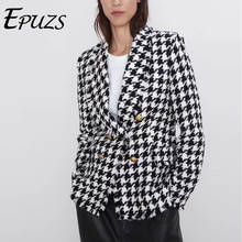 Autumn winter women blazers and jackets casual Double Breasted office Blazer Coat Women Long Sleeve plaid blazer mujer 2019 2024 - buy cheap