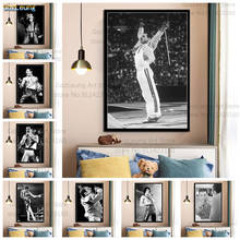 Freddie mercury poster preto e branco parede arte imagem retro posters impressões pintura em tela para decoração de casa 2024 - compre barato