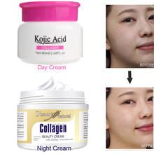 Kojic ácido endurecimento dia creme de rosto + colágeno noite creme levantamento anti-envelhecimento remover rugas hidratante branqueamento cuidados com a pele conjunto 2024 - compre barato