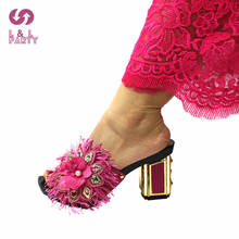 2021 Peep Toe in Fuchsia INS Hot Selling Italian Women Shoes for Wedding Retro Style Nigerian Slipper for Party 2024 - buy cheap