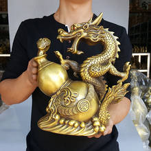 Asia HOME Bring wealth money GOOD LUCK Royal Dragon RU YI gourd statue FENG SHUI Statue Home store Company mascot talisman 2024 - buy cheap