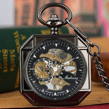 Винтажные Восьмиугольные Механические карманные часы со скелетонным циферблатом, часы с подвеской, часы с цепочкой, часы для мужчин и женщин, подарки Relgio 2024 - купить недорого