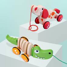 Puxador de brinquedo para crianças, brinquedo para puxar com a imagem do desenho animado de crocodilo, filhote de cachorro 2024 - compre barato