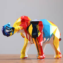 Pintura de color exquisita, escultura de resina de elefante, adornos de arte abstracto de moda, estatua de decoración multicolor de elefante 2024 - compra barato