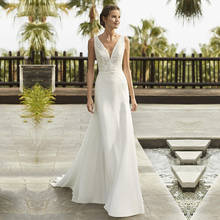 Ovo vestido de casamento boêmio, vestido de noiva, com decote em v, renda, simples, branco, marfim 2024 - compre barato