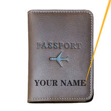 Engraved Name Passport Cover Genuine Leather Wallet Men's Business Bank Card Holder Case Women Credit ID Document Cardholder 2024 - buy cheap