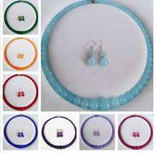 6-14mm Aquamarine/Topaz/Ruby Gemstones Round Beads Necklace Earrings Set 18" AAA jade Crystal Jewelry 2024 - buy cheap