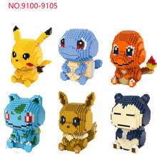 DIY Anime Mini Building Blocks Pikachu Charizard Squirtle Develops   Intelligence Small Particles Building Blocks Toys Kids gift 2024 - buy cheap