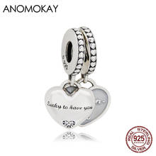 Anomokay Fashion Lucky to Mother & Daughter Two Piece Silver Pendant Charm for DIY Bracelet Necklace 2024 - buy cheap