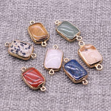 Natural Stone Two-hole connector Exquisite Charms Rectangle Pendant For Jewelry Making DIY Necklace Bracelet Accessory 2024 - buy cheap