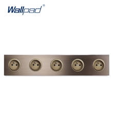 Wallpad L6 5 Way Brown French Wall Socket Quintuple Electrical Power Outlet Schuko Brushed Aluminum Panel 430 * 86mm 2024 - buy cheap
