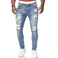 Calça de moletom masculina sexy, calça casual de outono e verão, rasgada, justa para motociclista, plus size, 2021 2024 - compre barato