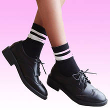 Lihuamao-sapato feminino de salto quadrado, estilo oxford, bico fino, sapatos de festa, dança, feita em couro 2024 - compre barato