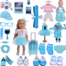 Roupas de boneca série azul, vestido de boneca e sapatos de lona para 18 partes americano e 43cm reborn, boneca recém-nascida, presentes de boneca russa de meninas 2024 - compre barato