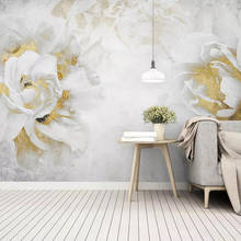 Пользовательские 3D настенные фрески, настенная бумага, современные креативные тисненые золотые розы, цветы, фото, спальня, гостиная, телевизор, фоновая бумага 2024 - купить недорого