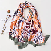 Women Autumn Fashion Leaves Floral Viscose Shawl Scarf Print Long Pashminas Wrap Sun Protection Summer Soft Brand Shawl 180*90Cm 2024 - compre barato