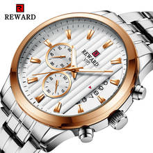 REWARD-relojes de cuarzo con caja de oro rosa para hombre, pulsera de acero inoxidable con calendario, resistente al agua, de negocios 2024 - compra barato