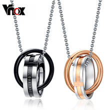 Vnox Endless love couple necklace pendant stainless steel double loop couples for wedding christmas jewelry 2024 - buy cheap