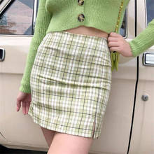 Minifalda con estampado de cuadros para Mujer, faldas plisadas de estilo Harajuku Preppy, moda coreana, minivestido de Verano 2024 - compra barato