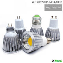 Lámpara Led de alta potencia E27 E14 GU10 COB, foco Led Cob regulable de 9W 12W 15W con MR16 DC12V, GU5.3 AC220V 2024 - compra barato