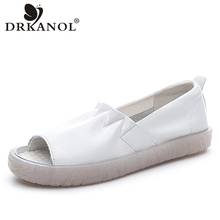 DRKANOL Handmade Women Sandals 2022 Summer Shoes Woman Open Toe Flat Sandals Quality Genuine Leather Slip On Casual Sandals 2024 - buy cheap